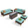 Ensemble de mobilier d'extérieur en osier 8 pièces, ensemble modulaire avec coussins et table de foyer Argyri