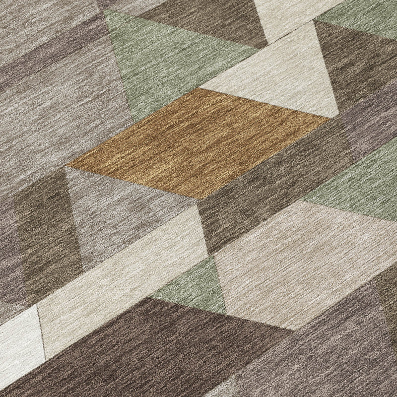 Machine Washable Indoor/Outdoor Chantille ACN2526 Geometric Rug, Chocolate, Rectangle 5' x 7'6"
