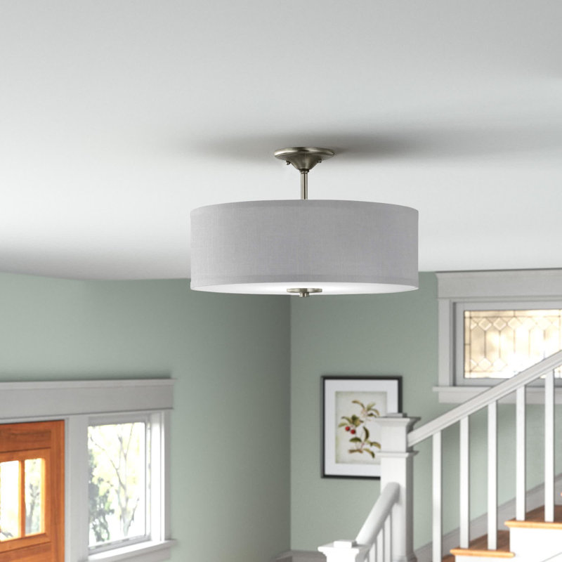 Armindo Fabric Semi Flush Mount, Brushed Nickel