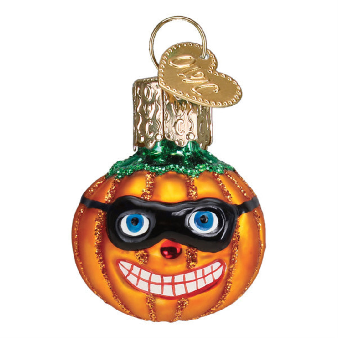 Old World Christmas Glass Ornament, Mini Masked Jack O'Lantern (with OWC Gift Box) Old World Christmas