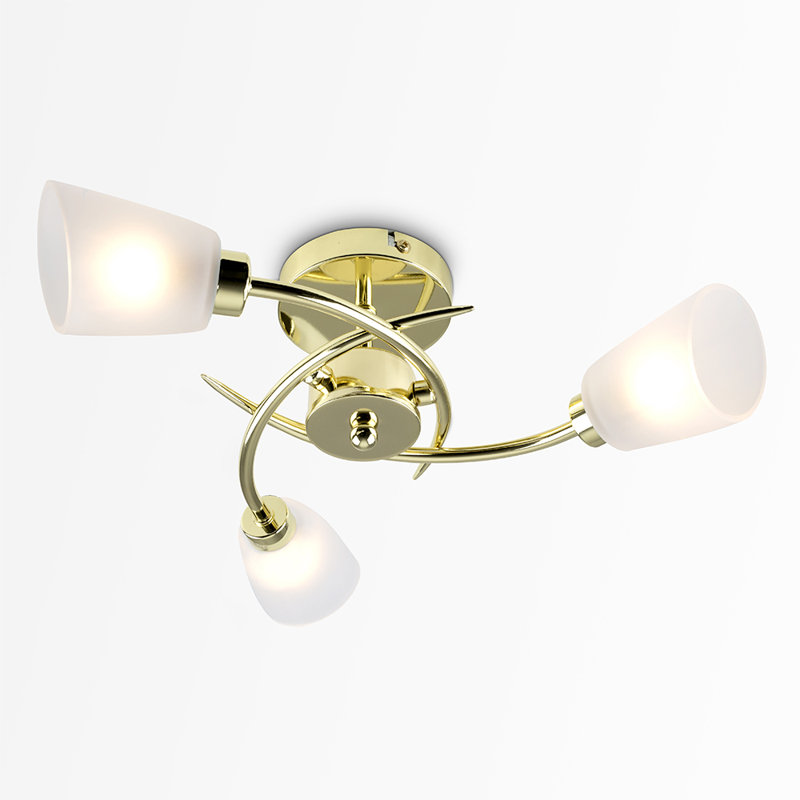 Saniya Glass Semi Flush Mount, No, Brass