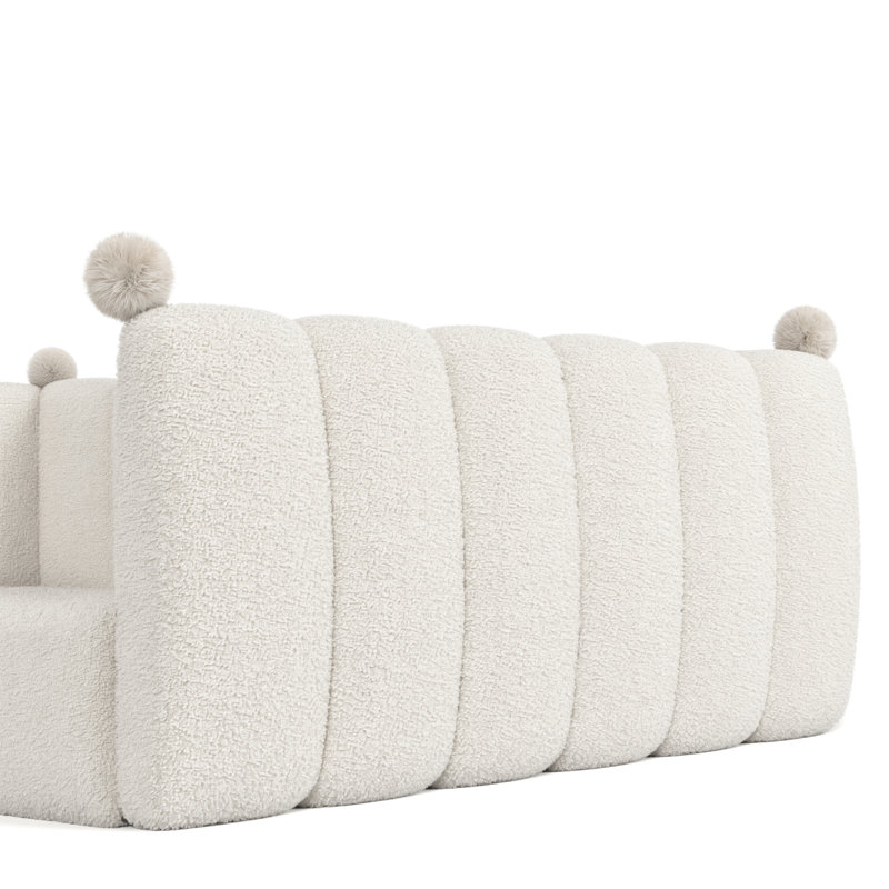 Lit pour grand lit Montessori pour enfants, rembourré avec des rails de sécurité, lit d'enfant surélevé, beige, Queen, Beige