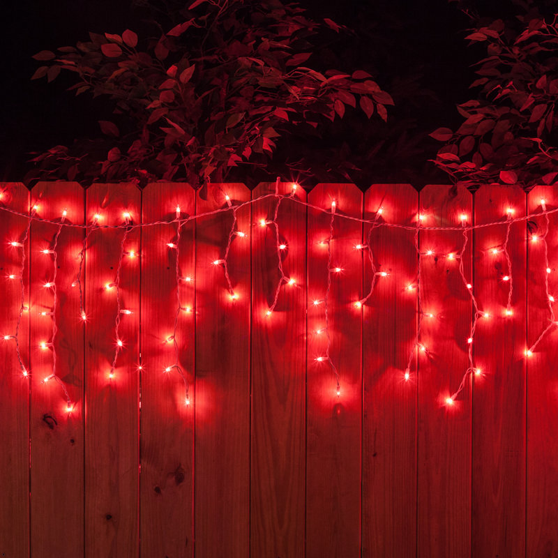 Curtain Icicle Lights, Red, 12"L x 4"D