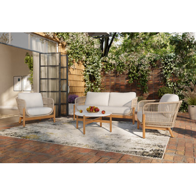 Ensemble de patio 4 pièces Lyal - causeuse, 2 chaises, table basse