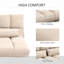 Siège de lit ajustable, canapé pliant avec 2 coussins, beige, design peu encombrant, pour différentes occasions, chaise longue convertible, décors, style et polyvalence