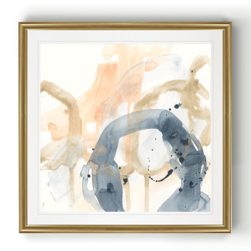 «Liquide Blueprint VI», peinture sur toile, Cadre doré, H 17,5 po x l 17,5 po x P 1,5 po