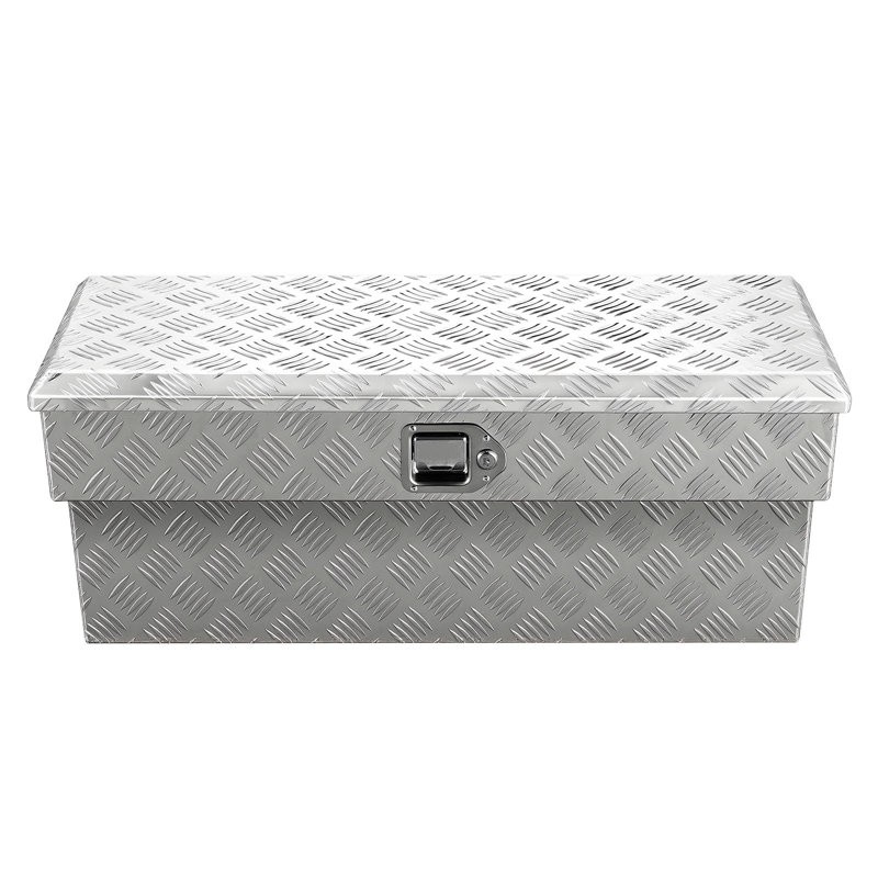Truck Bed Tool Box, Heavy Duty Aluminum Tool Box with Tread Patterns, Storage Toolbox Chest Organizer with Lock and Key, Ideal for Pickup, Truck Bed, RV, Trailer, 34 x 12 x 15.4 in, Silver