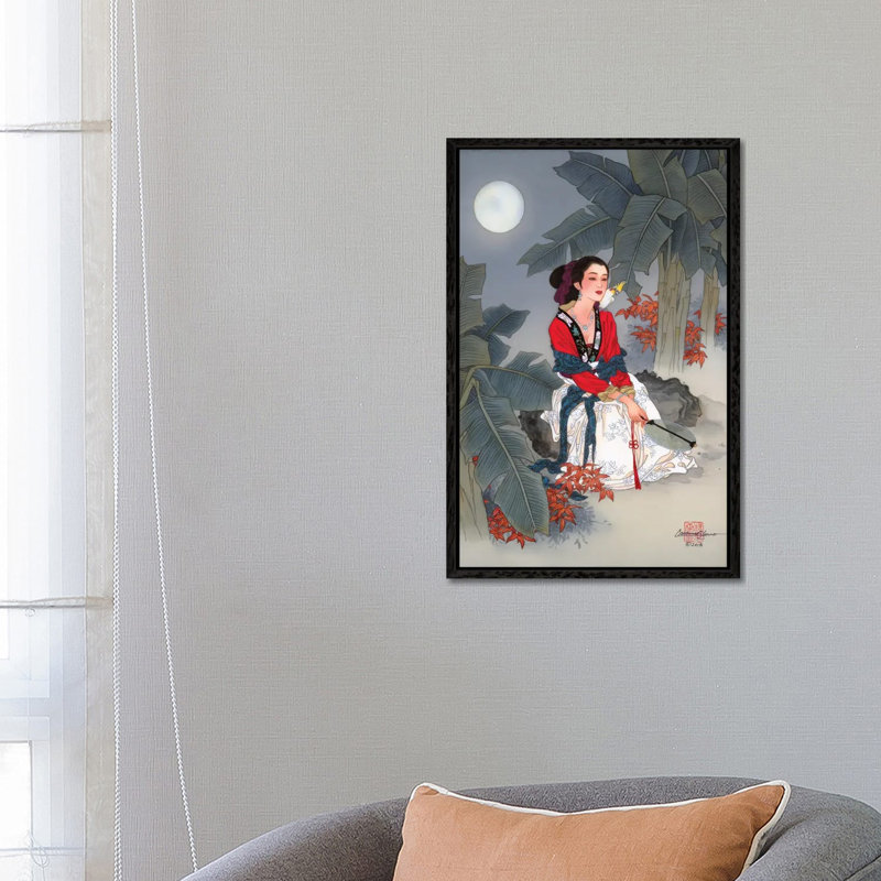 And The Parrot Sang - Painting on Canvas, 66.04 cm H x 45.72 cm W, Black Framed