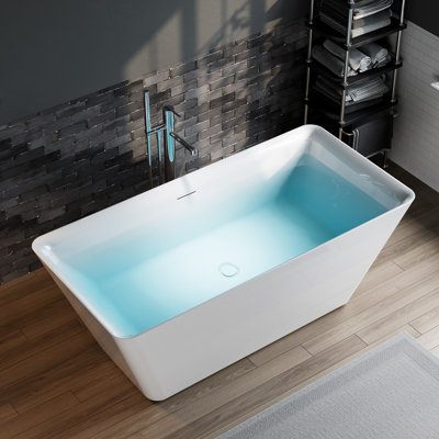 60" x 29" Freestanding Soaking Acrylic Bathtub