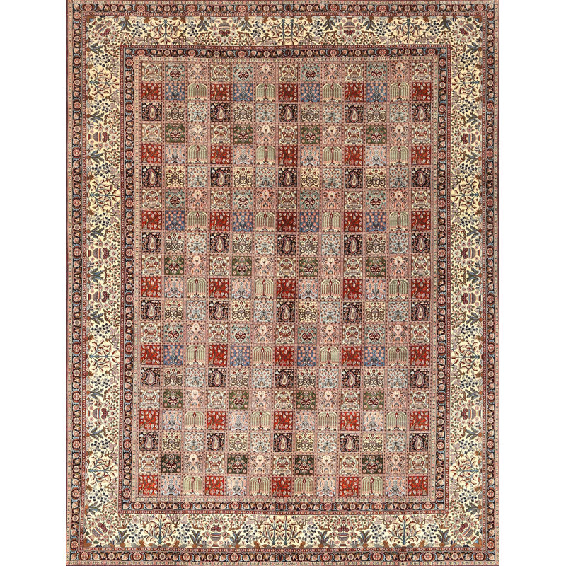 Tapis traditionnel rouge / beige / brun, Rectangle 8 pi x 12 pi