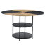 Table de salle à manger spacieuse de 47,3 pouces de diamètre avec double rangement - Panneaux en bois et en éventail noirs pour des espaces modernes et élégants