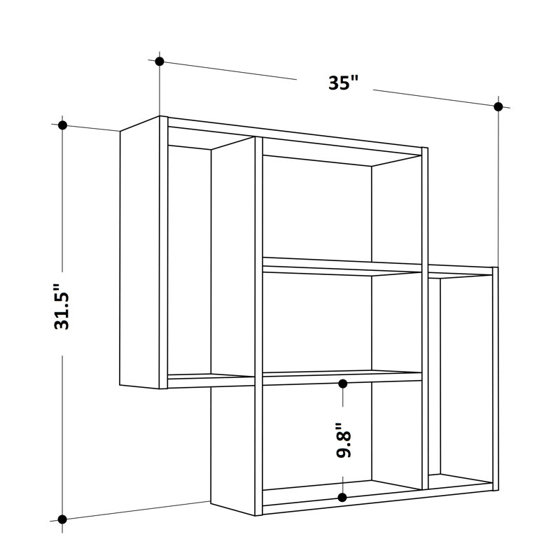 4 Piece Floating Shelf, White