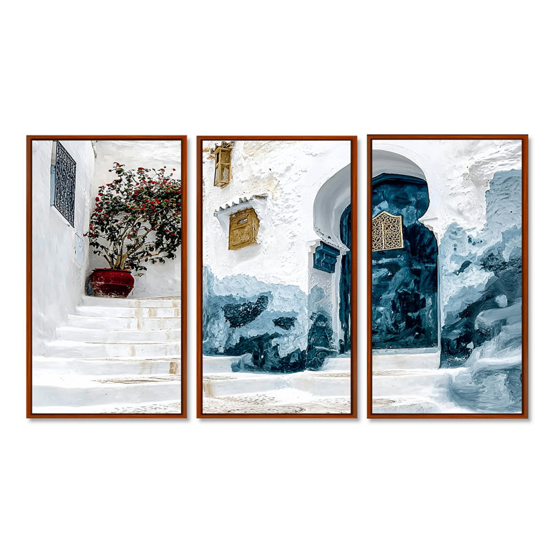«Blue Chefchaouen Blue City In Morocco II», ensemble de reproductions d'art mural, Métal métal, H 32 po x l 48 po x P 1 po