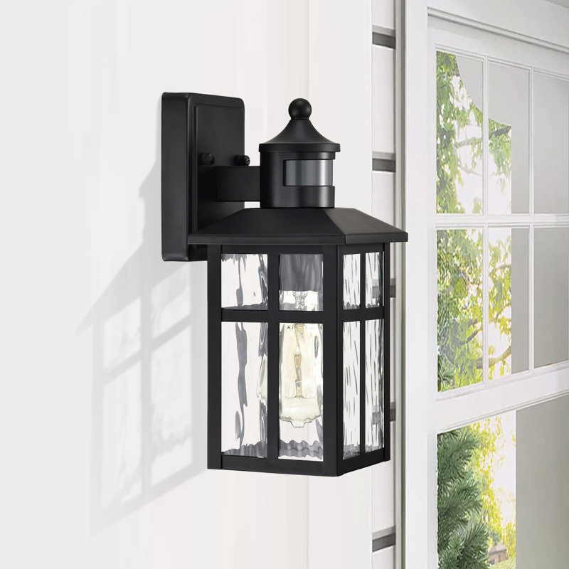 1-light 12 In. H Matte Black Motion Sensing Outdoor Wall Sconce With Dusk To Dawn, 2 Lights