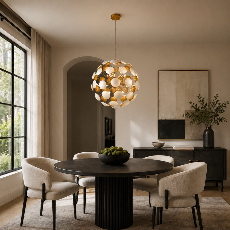 Transitional 10 Light Sputnik Globe Chandelier