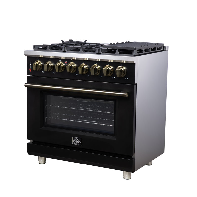 Cuisinière à double carburant 36 po Massimo, Noir