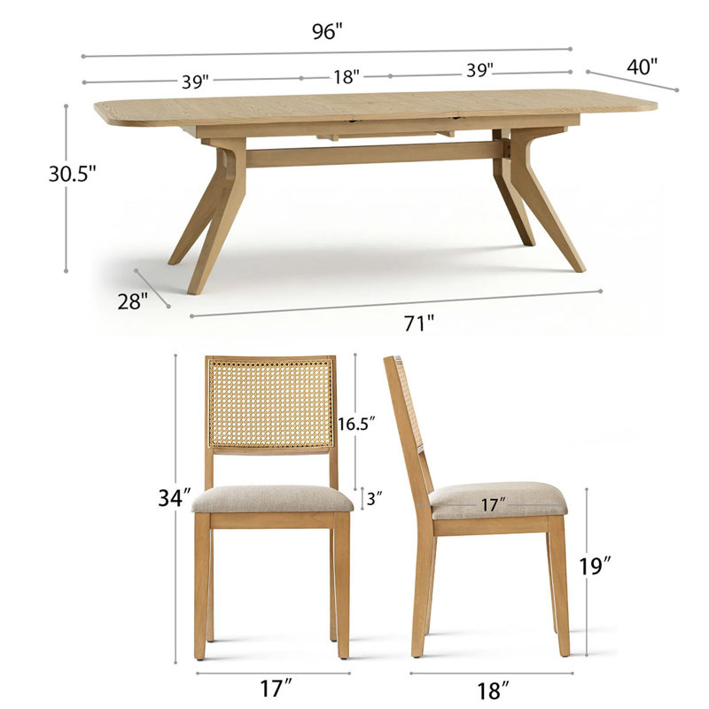  Extendable Dining Set With 8 Rattan Back Chairs