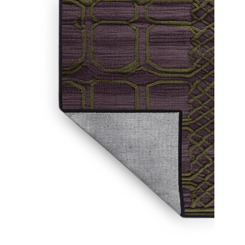 Tapis noir en treillis lavable à la machine, Rond 7 pi