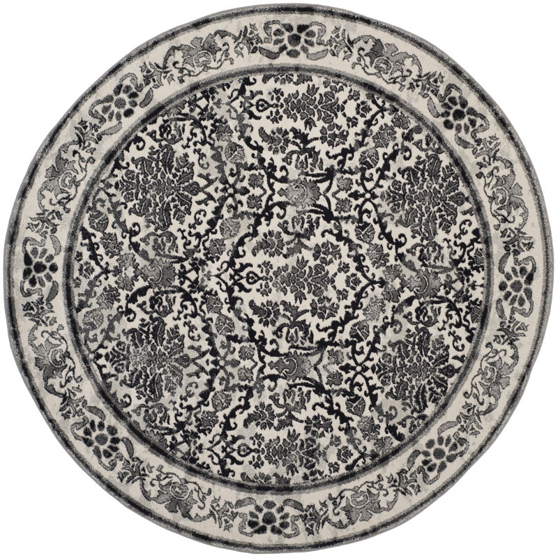 Tapis oriental ivoire / gris Alessia, Rond 6 pi 7 po