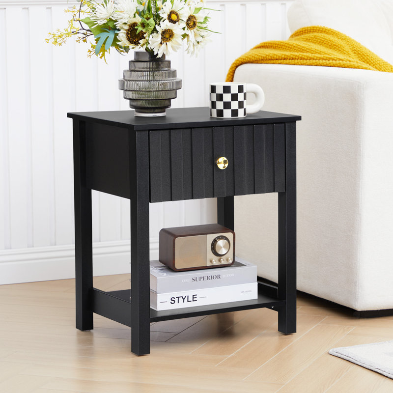 Table de bout avec rangement, Black