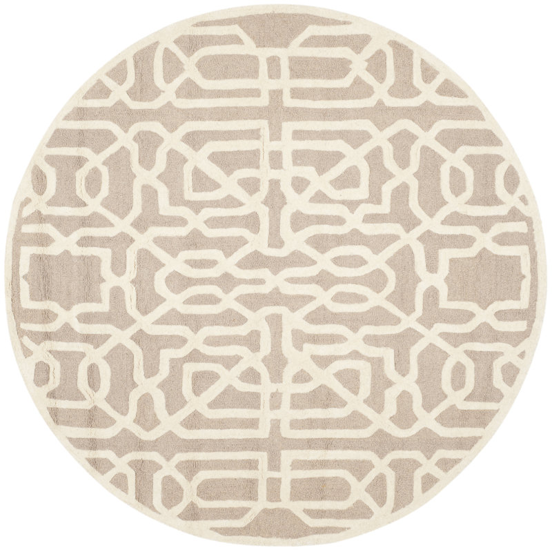 Cannen Hand Tufted Wool Geometric Rug, Round 6'