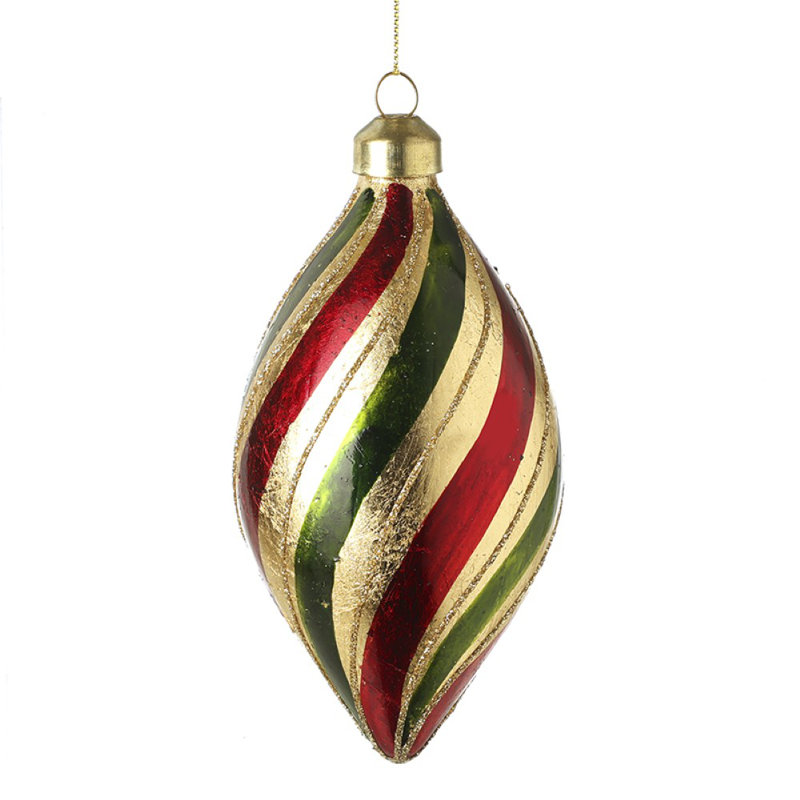 Glass Finial Ornament, 13cm H x 6cm W x 6cm D