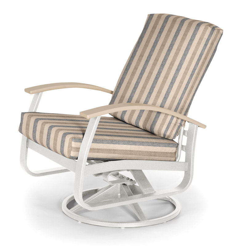 Askar Swivel Powder Coated Aluminum Outdoor Lounge Chair, Canvas Air Blue Sunbrella® Canvas, Textured Snow, White P50
