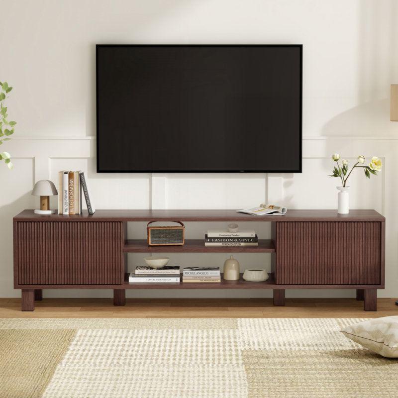 Modern TV Stand For Up To 70'' Tvs, Large Media Console With Storage & Open Shelves, Stylish Entertainment Center For Living Room