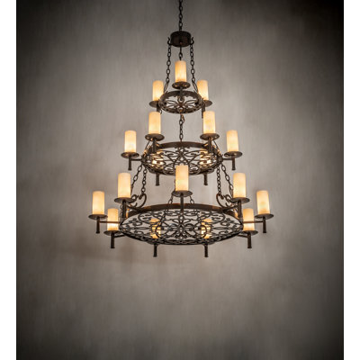 18 - Light Dimmable Wagon Wheel Chandelier