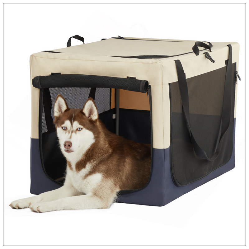 Cage réglable pour chien en tissu à 3 portes, structure en tube de fer spiralé pour le voyage et la maison