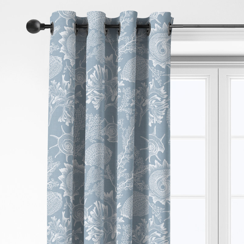 Shellabrate Cornflower Cotton Grommet Top Drapery Panel Set of 2, 50" W  x 108" L