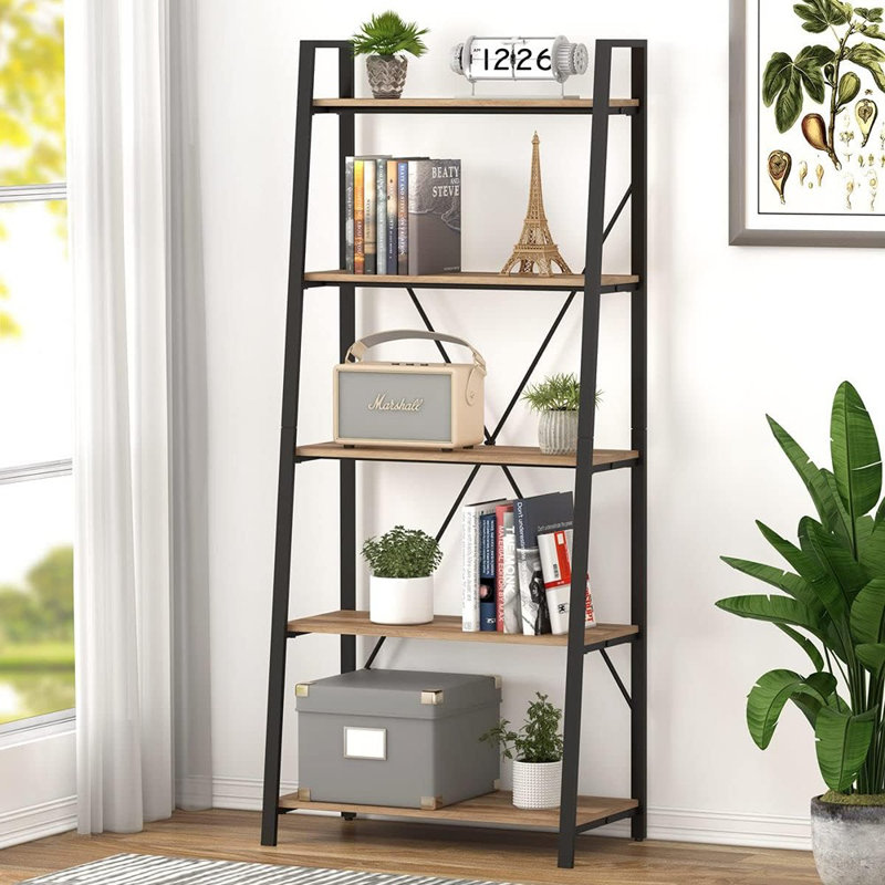 Bibliothèque à 5 niveaux, en bois et métal