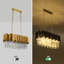 Lustre moderne en cristal ovale doré K9, réglable en hauteur