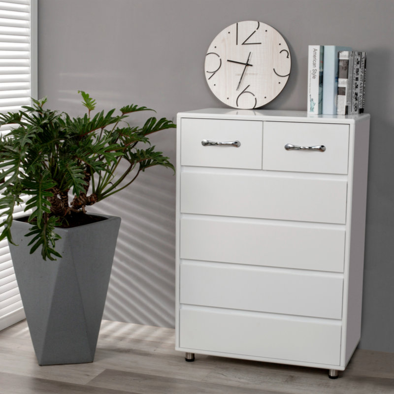 Commode décorative 6 tiroirs, Blanc