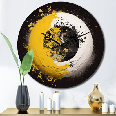 Yellow White Yin And Yang Metal Wall Clock