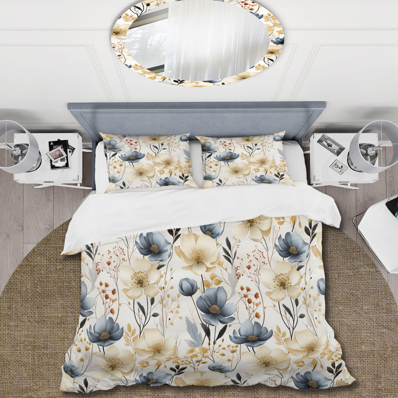 Literie Ethereal Botanics, Housse de couette pour grand lit et 2 taies décor
