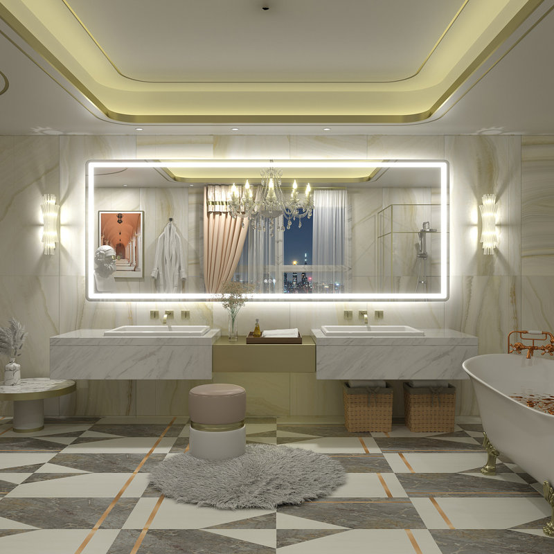 Aevar UL Certified Front & Back LED Anti-Fog Tempered Glass Bathroom/Vanity Mirror with 3-Year Warranty, 84" x 32"