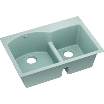 Quartz Luxe 33" L x 22" W Double Basin Drop-In Kitchen Sink with Aqua Divide