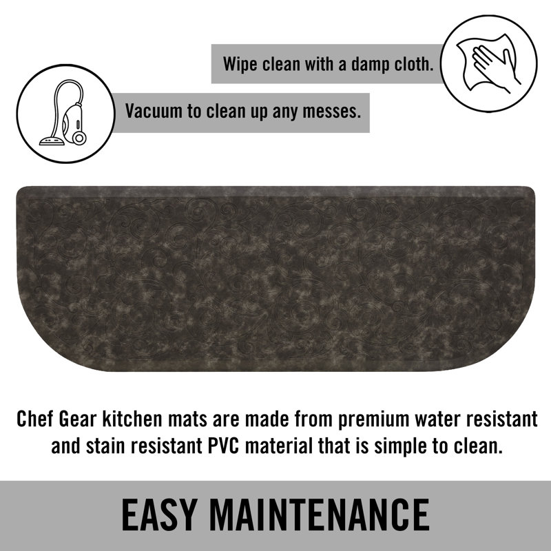 Dark Gray Semi-Circle Anti-Fatigue Kitchen Mat with PVC Backing