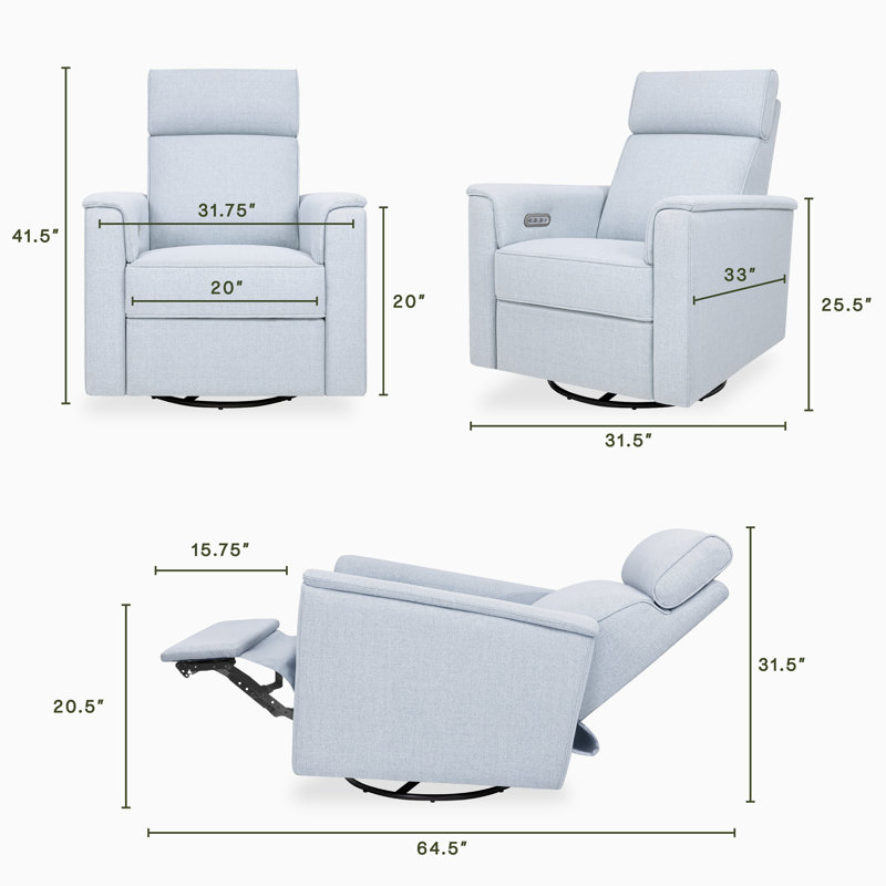 Chambray Eco-Twill Power Recliner with Swivel and Glider