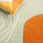 Tapis vert / orange / brun / ivoire en laine fabriqué à la main Arabelle-70712152