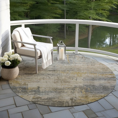 Machine Washable Indoor/Outdoor Claudian ACN1650 Pewter Rug