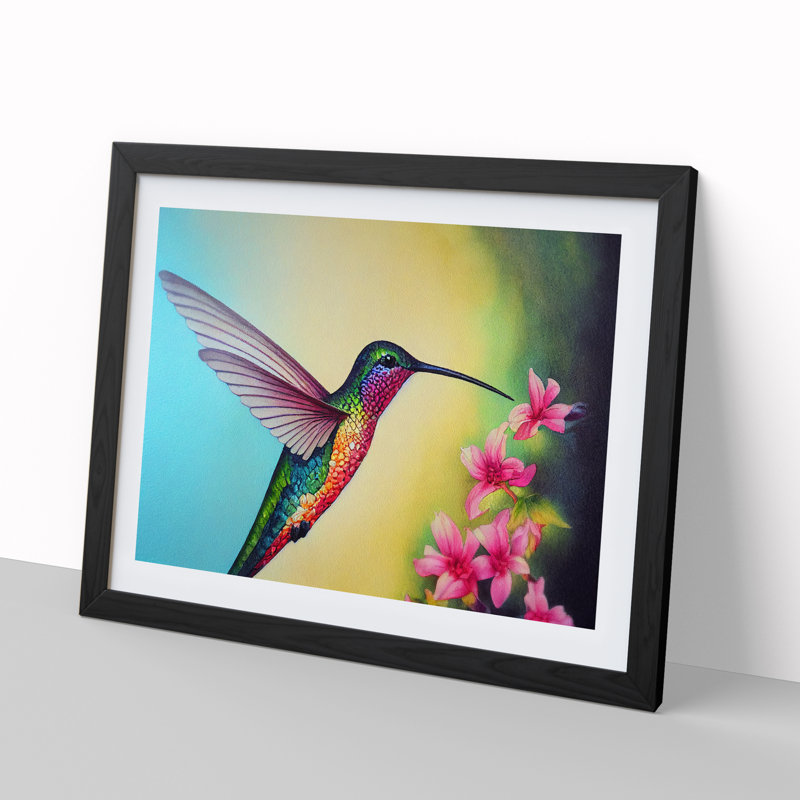 Hummingbird Vol.5 - Single Picture Frame Print, Black, 46cm H x 64cm W x 2cm D