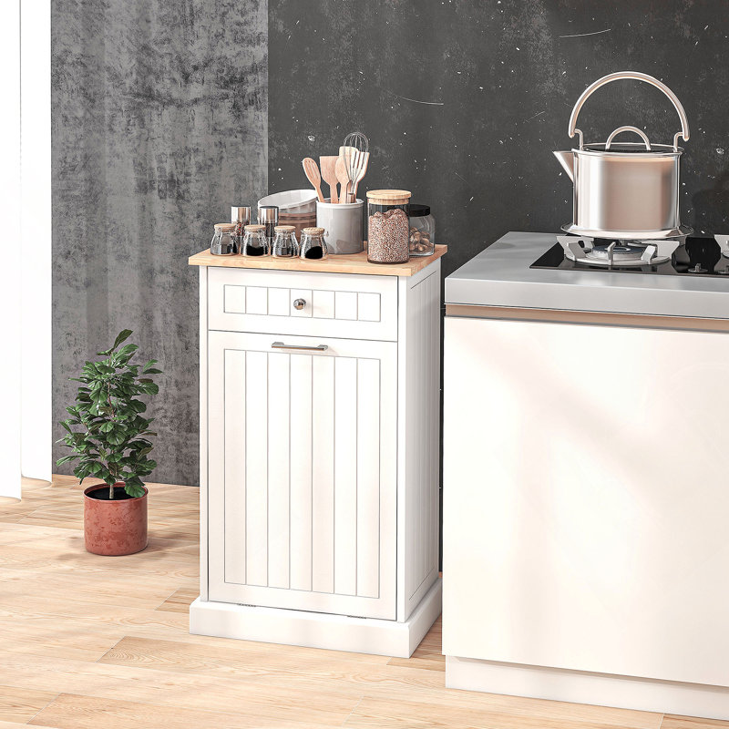 Armoire de recyclage autoportante pour cuisine, Blanc