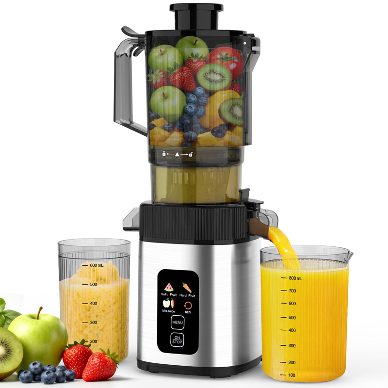 Cold Press Juicer With 4.4" Extra-Wide Feed Chute – Stainless Steel Slow Masticating Electric Juicer For Whole Fruits & Vegetables, 35% Higher Juice Yield, 98% Nutrient Retention, Ultra-Quiet 65Db Operation, Easy-Clean Design