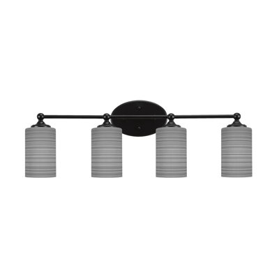 Capri 4 Light Bath Bar Shown In Matte Black Finish With 4" Matrix Glass