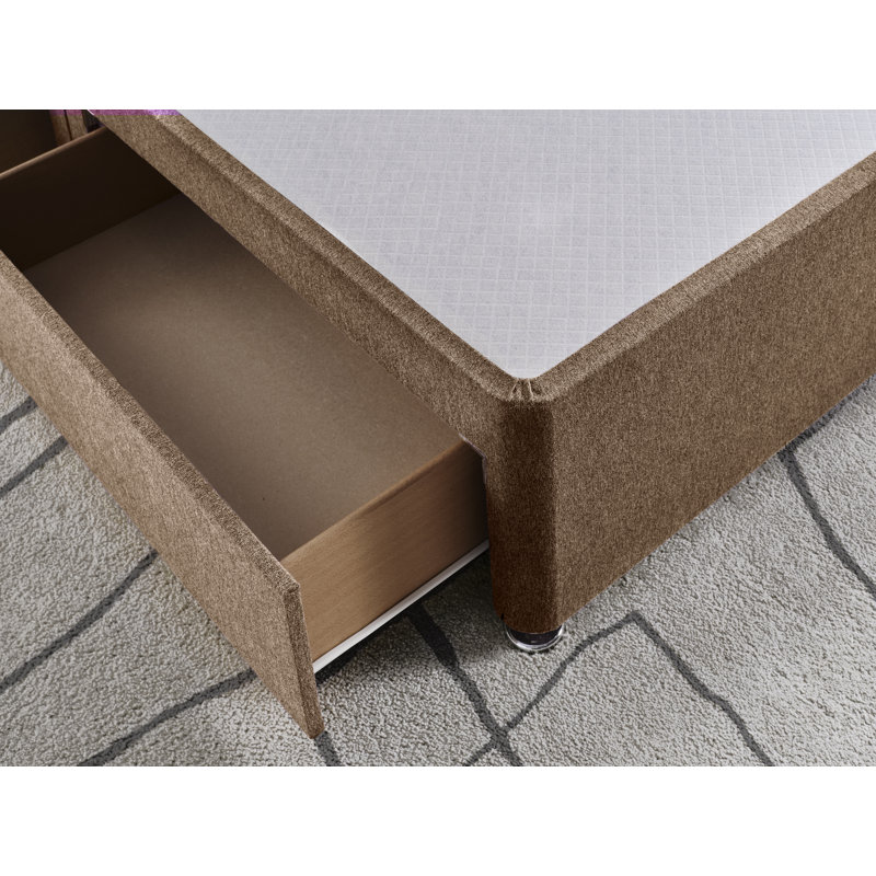 Wool Divan Bed Base, Mink, 2 Right Side Drawers, Kingsize (5')