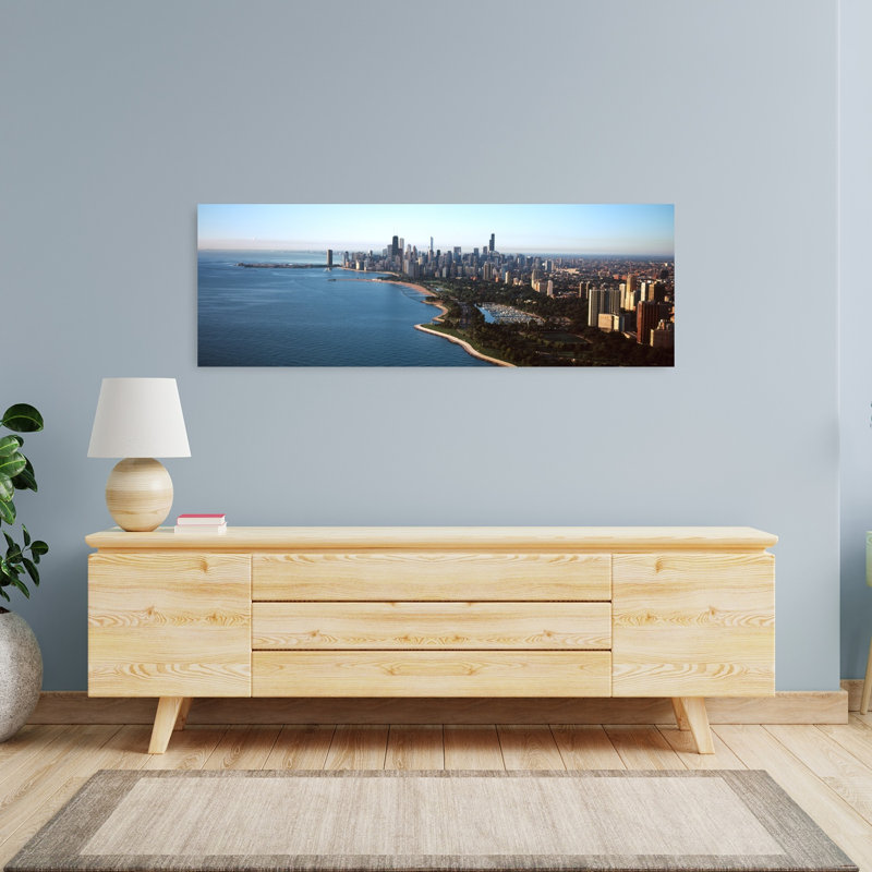 Skyscrapers at the waterfront Grant Park Lake Michigan Chicago Cook County Illinois USA 1 Piece Wrapped Canvas Panoramic Wall Art