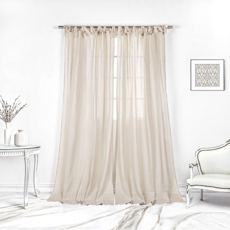 Elyse Sheer Curtain Panel Pair, Natural, 58" W x 84" L