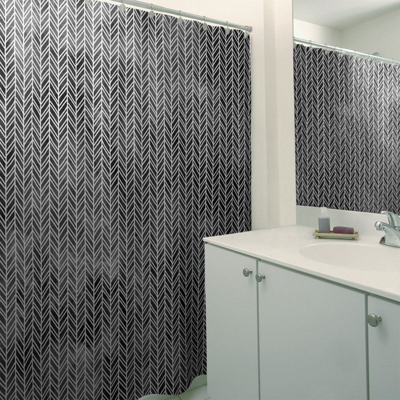 Rideau de douche Katelyn Elizabeth Ombre - Style géométrique moderne, Noir
